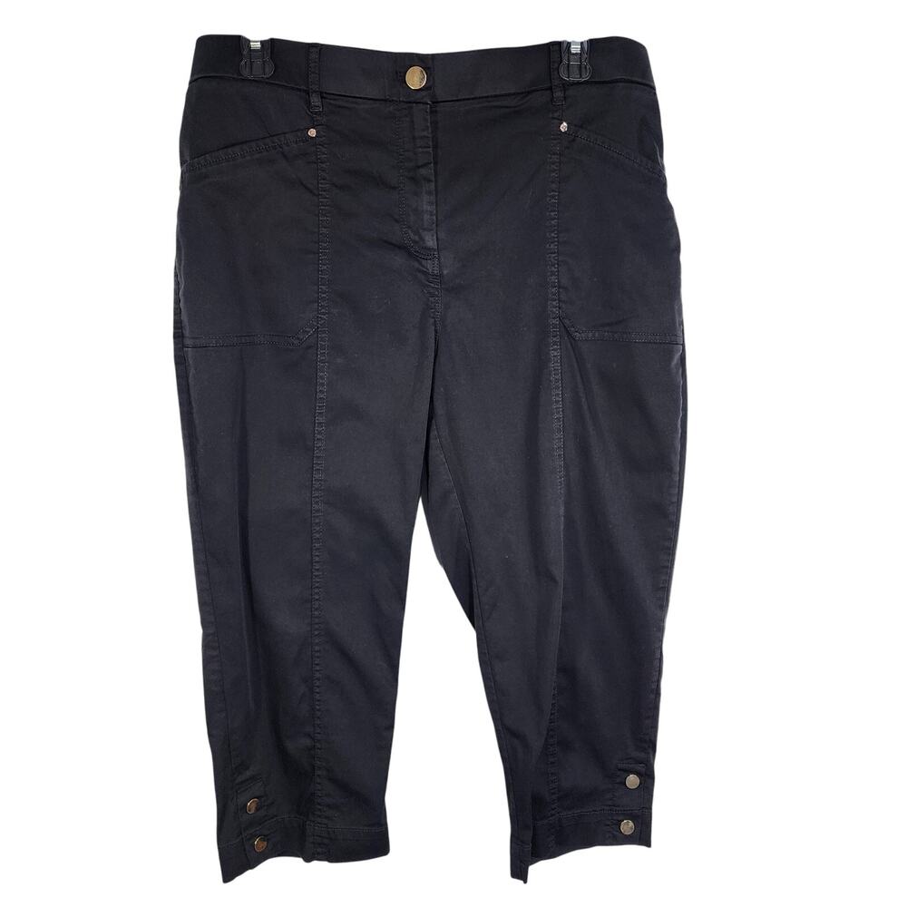 Chico's Capri Pant Size 2 US 12 Black Luze Utility Slim Capri Secret Stretch